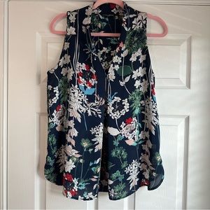 Mario Serrani Navy Floral Sleeveless Tank